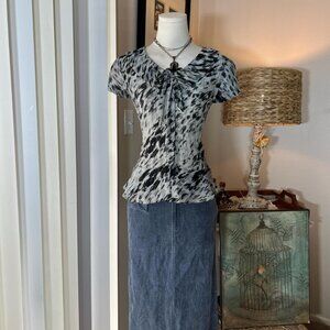 Y2k Allison Taylor Leopard Print Blouse